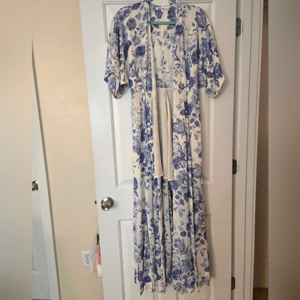 Reformation Blue Floral Maxi Wrap Dress